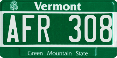 VT license plate AFR308
