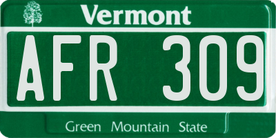 VT license plate AFR309