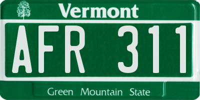 VT license plate AFR311