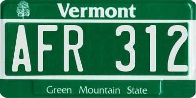VT license plate AFR312