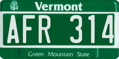 VT license plate AFR314