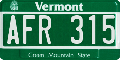 VT license plate AFR315