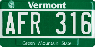 VT license plate AFR316