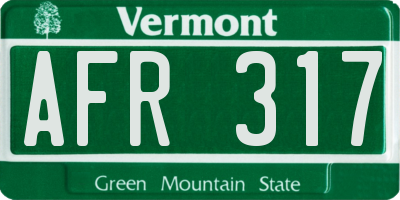 VT license plate AFR317