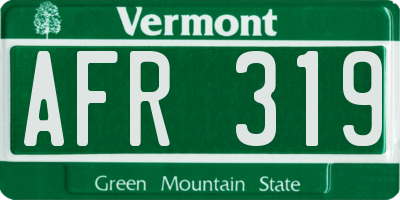 VT license plate AFR319