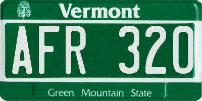 VT license plate AFR320