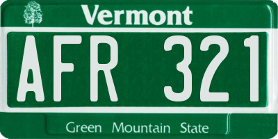 VT license plate AFR321