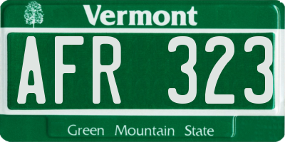 VT license plate AFR323