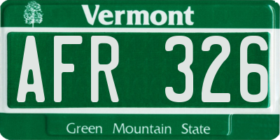 VT license plate AFR326