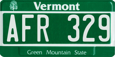 VT license plate AFR329