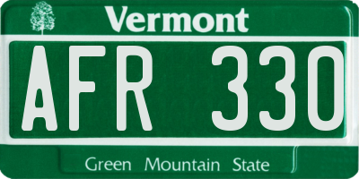 VT license plate AFR330