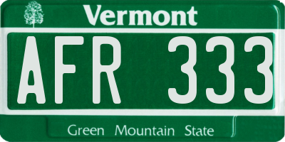 VT license plate AFR333