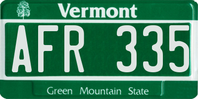 VT license plate AFR335