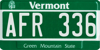 VT license plate AFR336