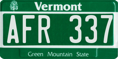 VT license plate AFR337