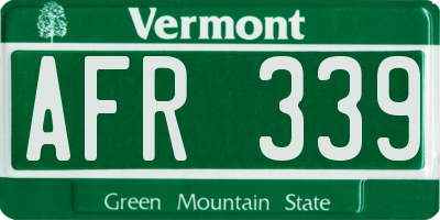 VT license plate AFR339