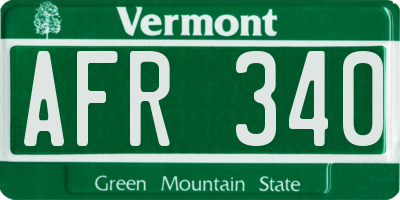 VT license plate AFR340