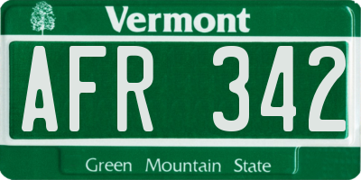 VT license plate AFR342