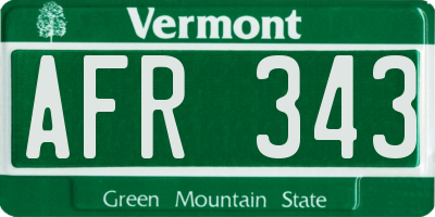 VT license plate AFR343