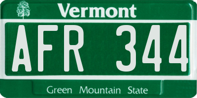 VT license plate AFR344