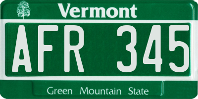 VT license plate AFR345