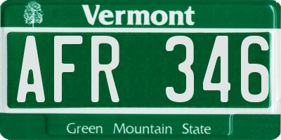 VT license plate AFR346