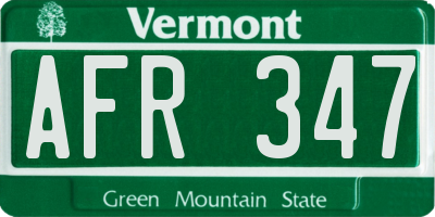 VT license plate AFR347