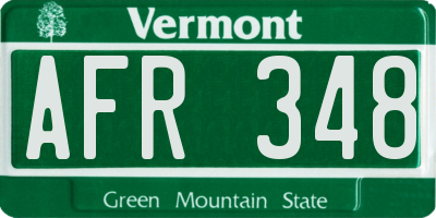 VT license plate AFR348