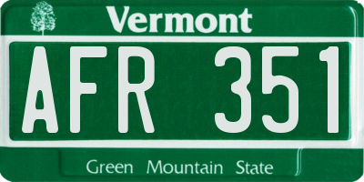 VT license plate AFR351