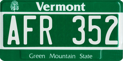 VT license plate AFR352