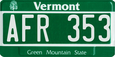 VT license plate AFR353