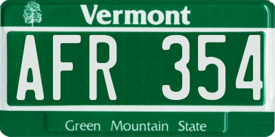 VT license plate AFR354