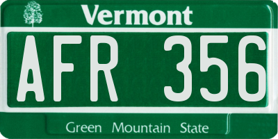 VT license plate AFR356