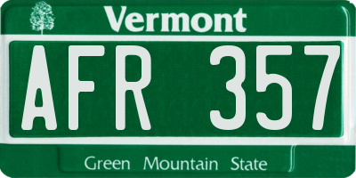 VT license plate AFR357