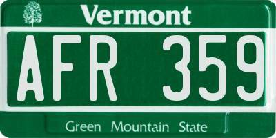 VT license plate AFR359