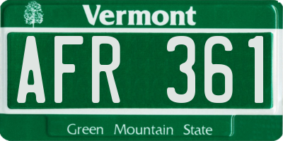 VT license plate AFR361