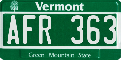 VT license plate AFR363
