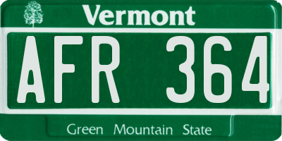VT license plate AFR364