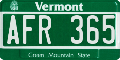 VT license plate AFR365