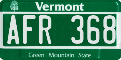 VT license plate AFR368