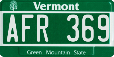VT license plate AFR369