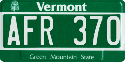 VT license plate AFR370