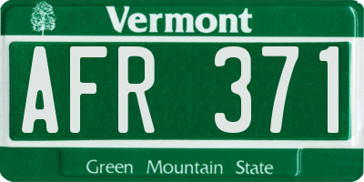 VT license plate AFR371