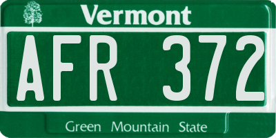 VT license plate AFR372