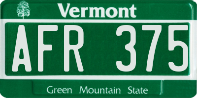 VT license plate AFR375