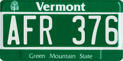 VT license plate AFR376