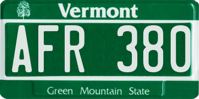 VT license plate AFR380