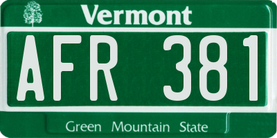 VT license plate AFR381