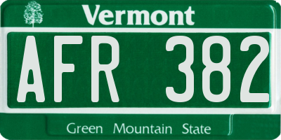 VT license plate AFR382