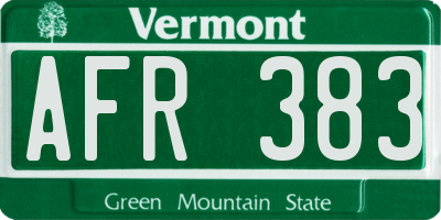 VT license plate AFR383